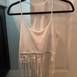 Fringe racer back crop top